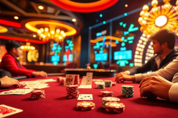 Experience thrilling gameplay at 166bet with vibrant poker tables and luxurious casino ambiance.