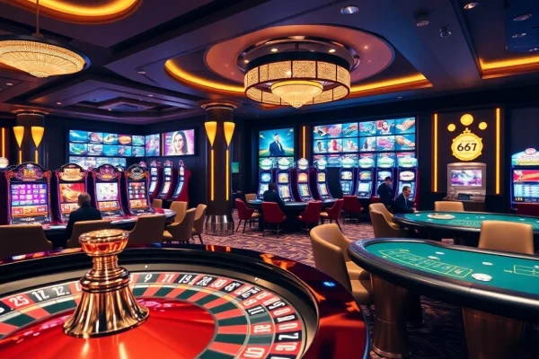 Experience the excitement of 667bet with vibrant casino ambiance and thrilling gambling action.