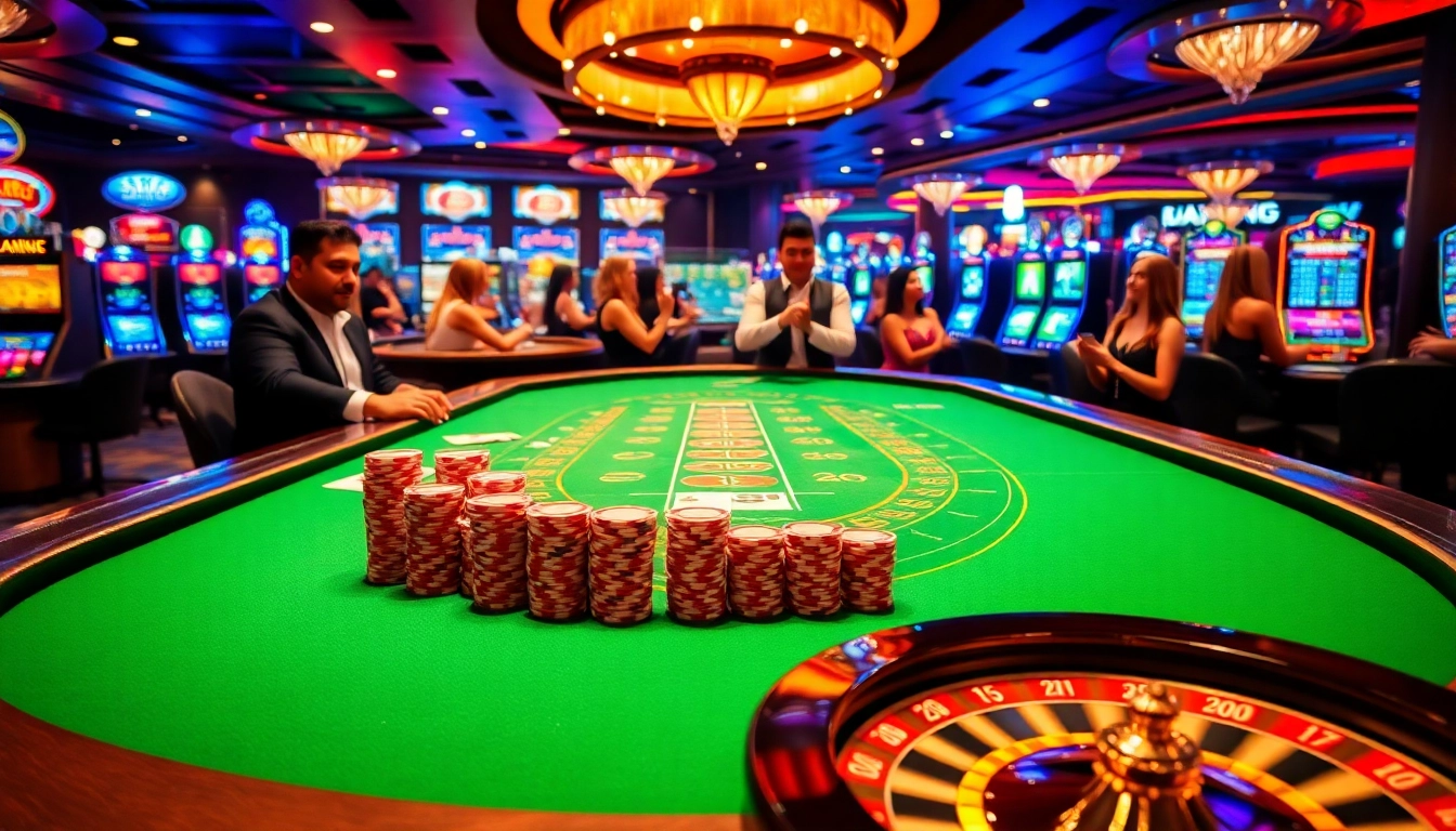 Experience the thrill of 136bet at a glamorous casino featuring engaging blackjack tables and vibrant slots.