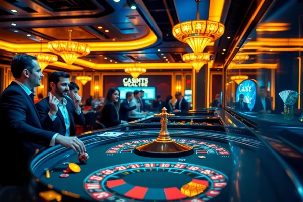 Jouer à des jeux captivants de casino en ligne dans un environnement vibrant et moderne.