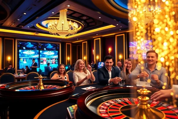Experience casino live sans kyc excitement at a luxurious gaming table with enthusiastic players.