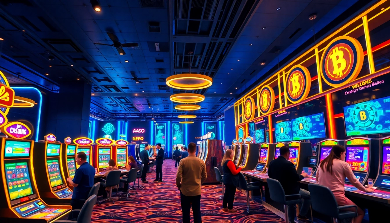 Les joueurs s'amusent dans des crypto casinos avec des machines à sous numériques modernes.