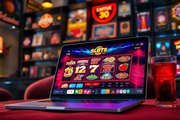 Jouer aux machines à sous en ligne en argent réel sur un ordinateur portable moderne.