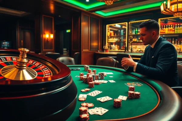 Engage with Đăng Ký 888new at a vibrant casino table, showcasing poker chips and cards.