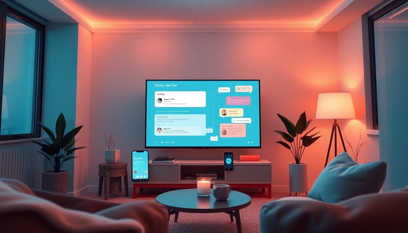 Engaging interface of spicy chat ai in a modern chat room promoting interactive conversations.