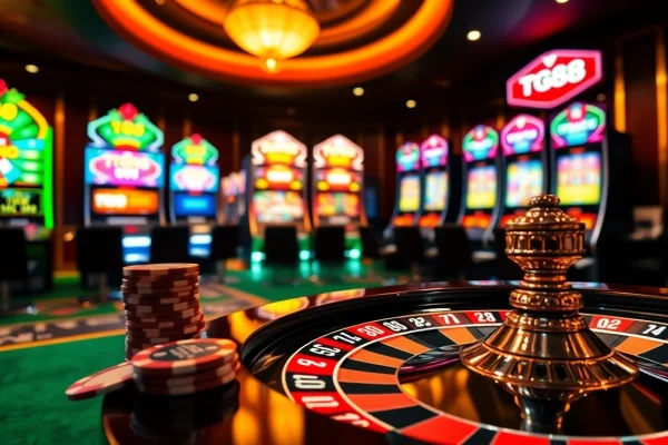 Experience the thrill of winning at TG88 with exciting slot machines and poker chips.