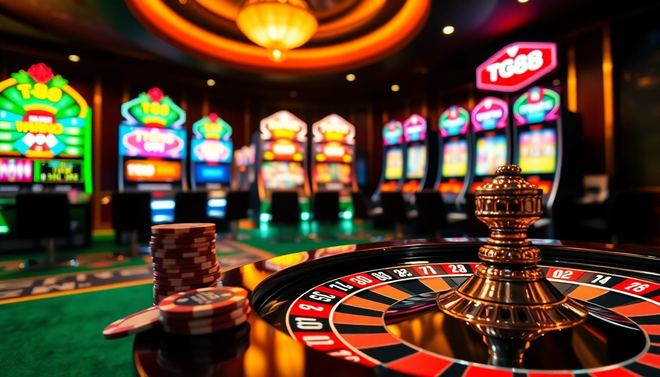 Experience the thrill of winning at TG88 with exciting slot machines and poker chips.