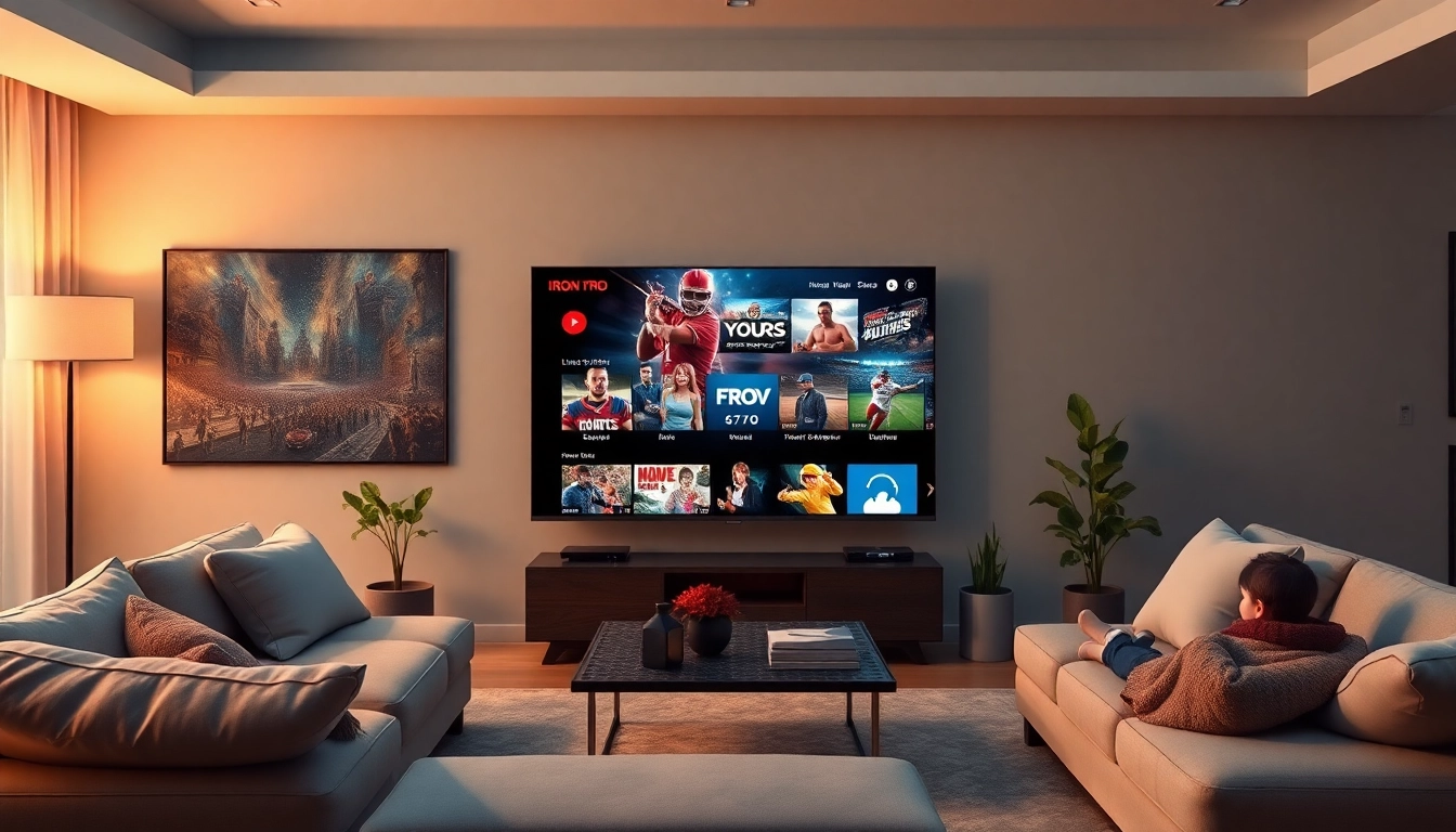 Experience Iron TV Pro streaming on a Smart TV in a cozy living room setting.