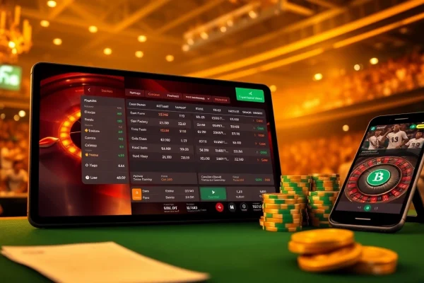 Betting on site paris sportif retrait instantané with sleek digital interface and vibrant sports backdrop.