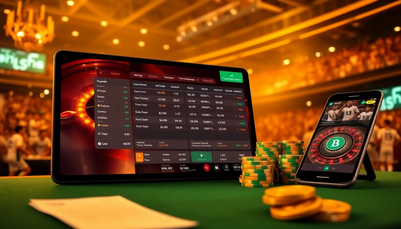 Betting on site paris sportif retrait instantané with sleek digital interface and vibrant sports backdrop.