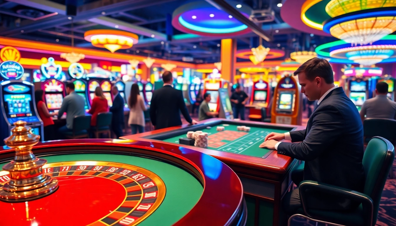 Vibrant scene featuring the meilleur casino en ligne belgique with exciting gaming tables and enthusiastic players.