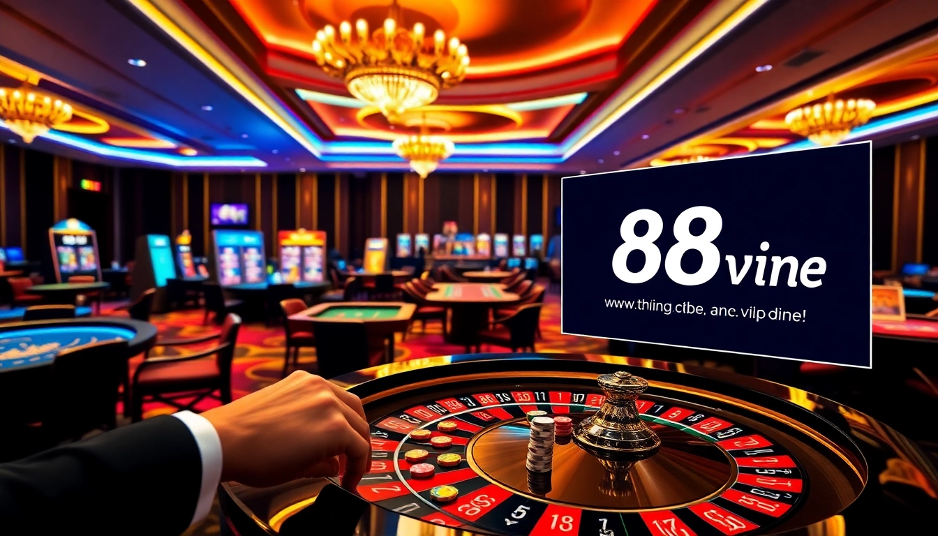 The thrilling casino experience at https://68vip.one/ featuring vibrant gaming tables and engaged players in a luxurious setting.