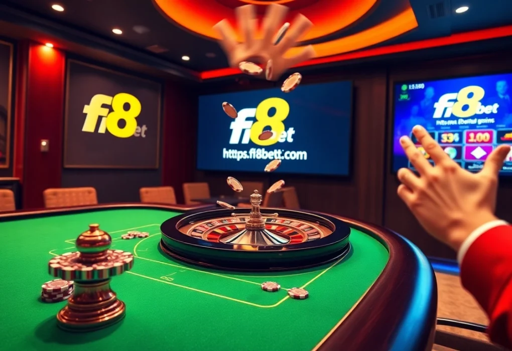 Engage with the thrill of online gambling at https://f8betb1.com/ featuring a vibrant casino table and exciting games.