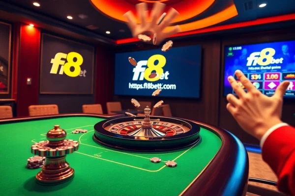 Engage with the thrill of online gambling at https://f8betb1.com/ featuring a vibrant casino table and exciting games.