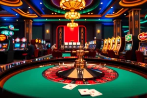 Exciting gaming atmosphere at Nhà cái uy tín F168 with roulette table and vibrant casino elements.