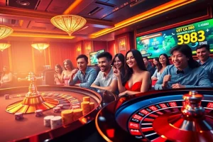 Bồ gà 789 players engaging in a lively luxury casino setting, focused on strategies and excitement.