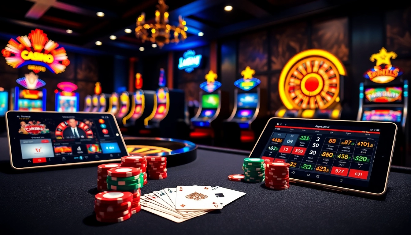 Un gameplay excitant dans un casino en ligne France avec du poker, de la roulette et des machines à sous lumineuses.