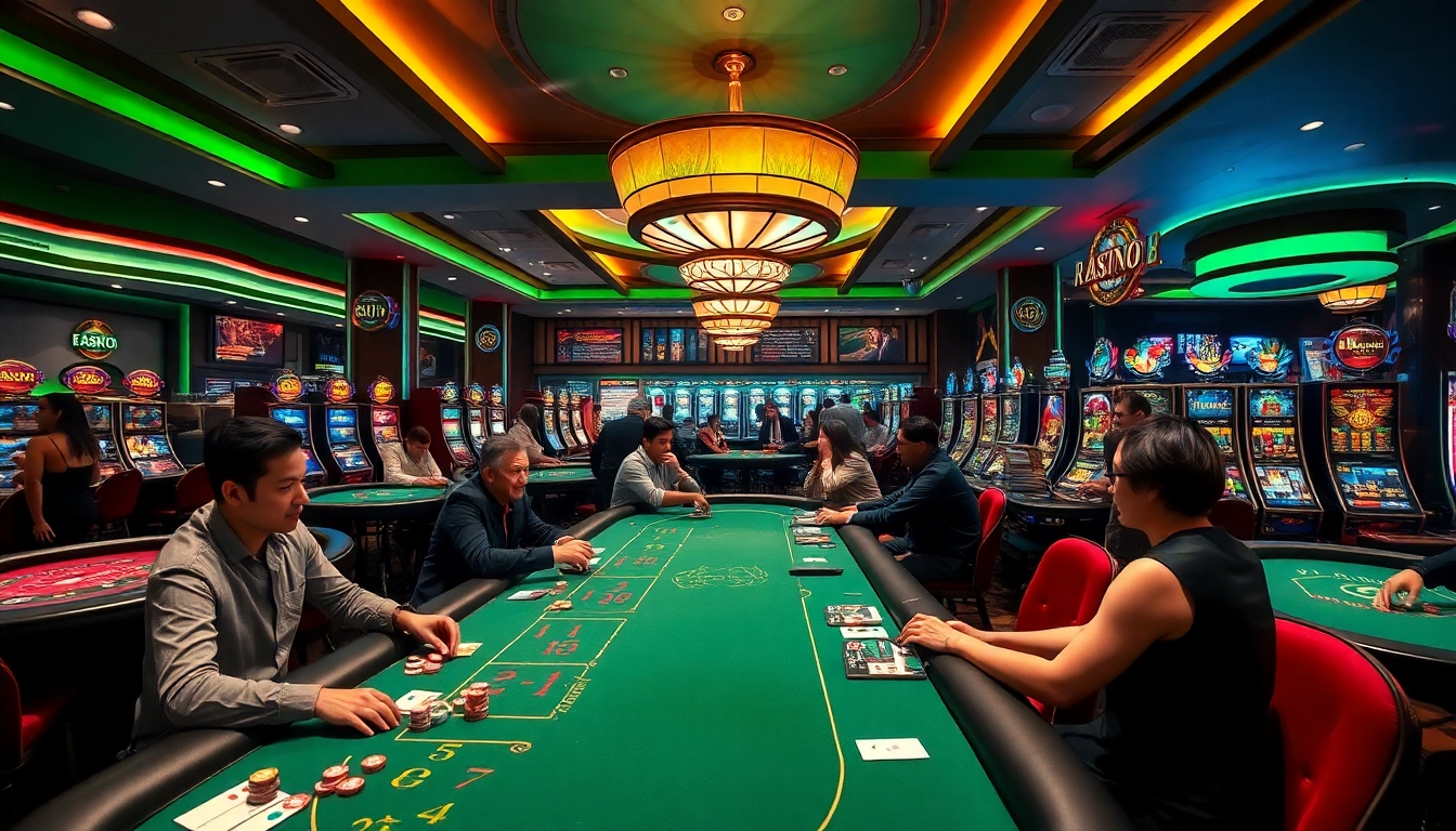 Vibrant scene illustrating the meilleur casino en ligne belgique with players at gaming tables.