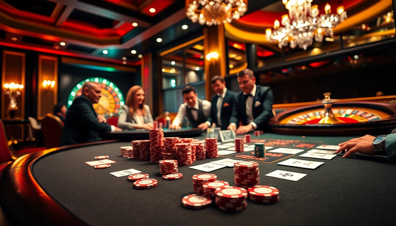 A thrilling poker game with chips and cards at https://five88az.com/, capturing the excitement of casino gambling.