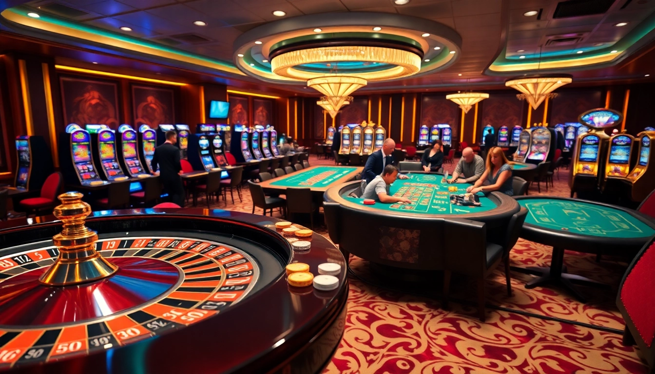 A dynamic casino scene featuring gameplay elements from https://debet13.com/, showcasing poker chips and a roulette wheel.
