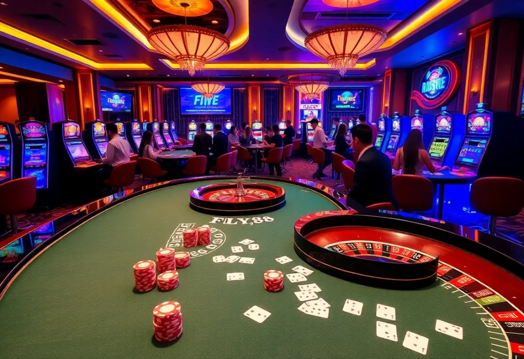 Experience thrilling gameplay at Trang Chủ FLY88 with vibrant casino tables and engaging players.