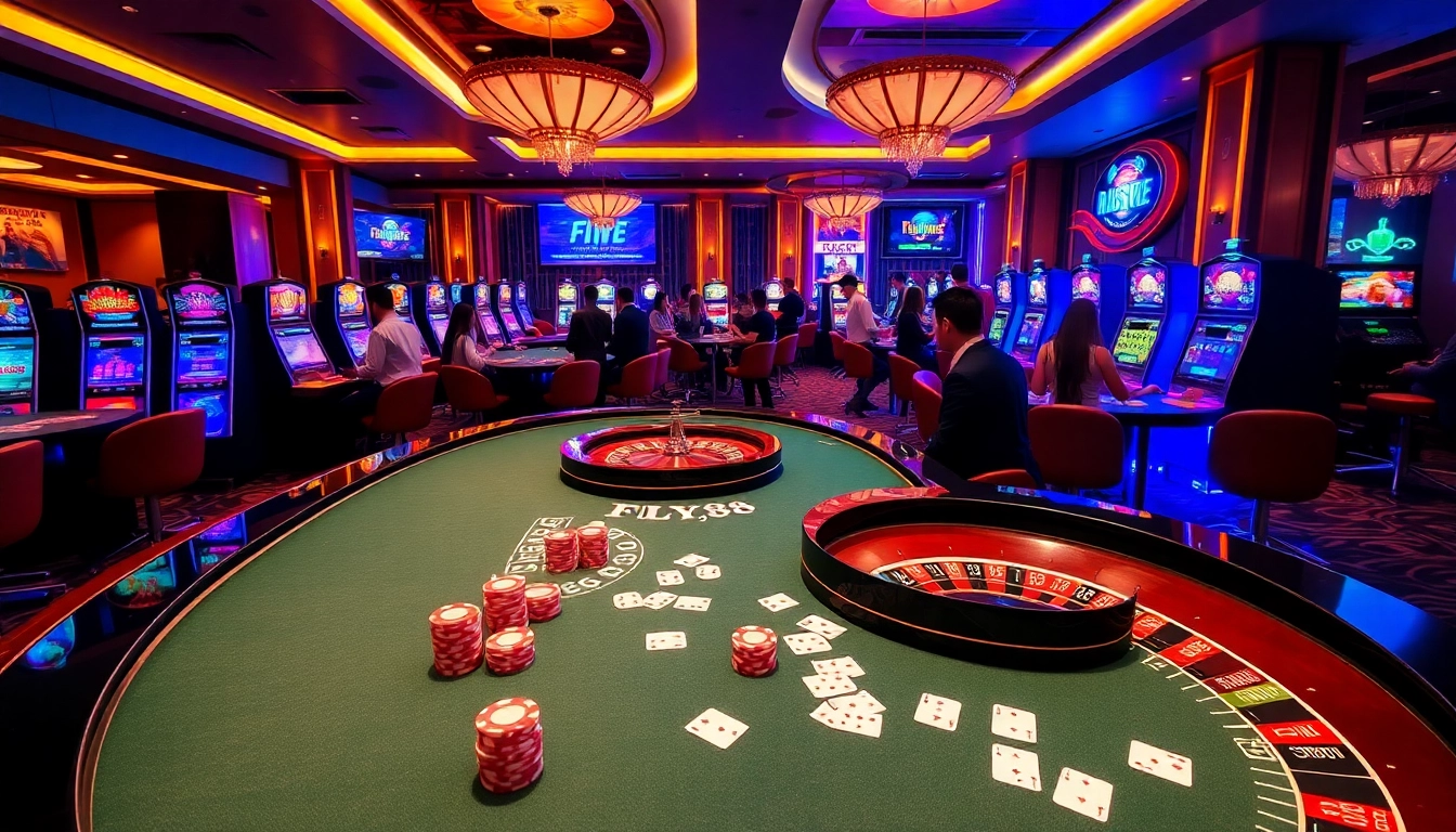 Experience thrilling gameplay at Trang Chủ FLY88 with vibrant casino tables and engaging players.