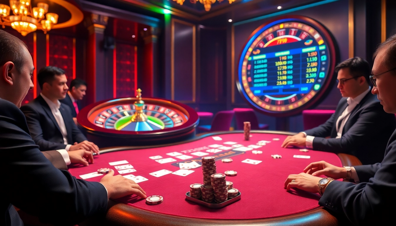 Experience the excitement of gambling at 789P Casino with vibrant poker and roulette scenes.