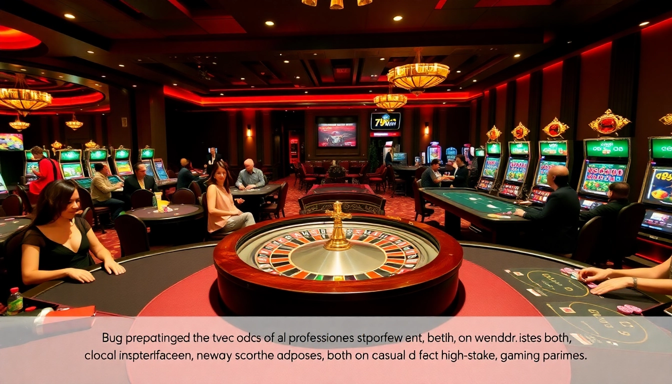 Experience excitement at 78Win with a dazzling casino atmosphere and players enjoying table games.