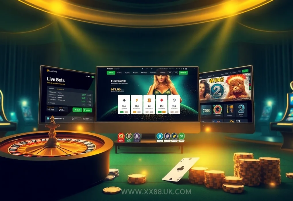 Action-packed gambling scene showcasing xx88.uk.com with casino games and thrilling betting activities.