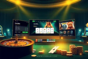 Action-packed gambling scene showcasing xx88.uk.com with casino games and thrilling betting activities.